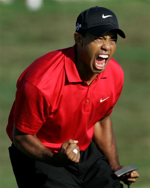 Tiger Woods angry celebration